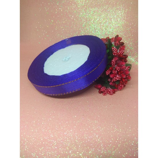 Лента атласная с люрексом 1,2 см*25 ярдов цв. темно-фиолетовый, цена за катушку